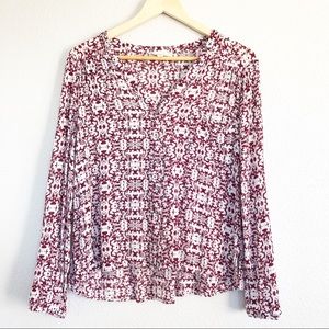 Alythea Bohemian Maroon & White Patterned Top Sm